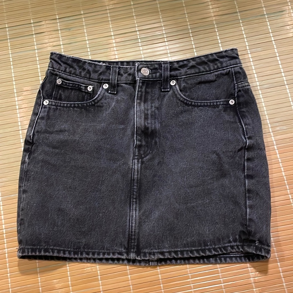 Weekday black denim mini skirt